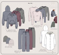 Load image into Gallery viewer, Collection of fall clothing items including jackets, pants, and shirts with color swatches and descriptions. - Thread Vision Spotlight, Hill x Sarah, Sarah Hill