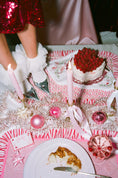 Load image into Gallery viewer, Beautiful table setting with a cake, candles, and decorative ornaments on a pink tablecloth. Thread Vision Client Spotlight, Maude & May by Talia Hubble