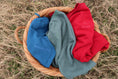 Load image into Gallery viewer, Three hoodies in blue, green, and red on a woven basket with 'ignited apparel' text against a natural background. - Thread Vision Spotlight, Ignited Apparel