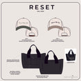 Load image into Gallery viewer, Product design layout for hats and bags with 'Thread Vision' branding. - Thread Vision Client Spotlight, RESET by Serena Pitt