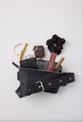 Load image into Gallery viewer, Black fanny pack belt bag with various accessories on a white background - Thread Vision Client Spotlight, RESET by Serena Pitt