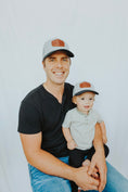 Load image into Gallery viewer, Man and child wearing matching baseball caps against a plain background - Thread Vision Client Spotlight, Cheerfully U by Alyssa Webster