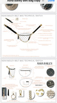 Load image into Gallery viewer, Technical sketch of Asha Bailey belt bag with brand logo and product images. - Thread Vision Client Spotlight
